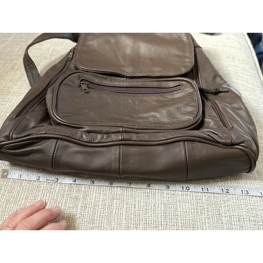 Genuine Brown Leather Backpack Mexico Handmade Sling or Double‎ Strap Unisex